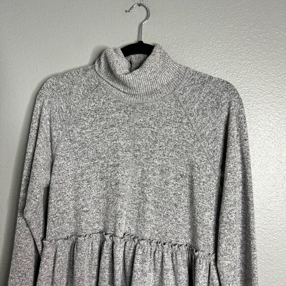 Coco + Jaimeson Long Sleeve Turtleneck Babydoll Dress Stretchy Knit Gray M - Picture 3 of 8